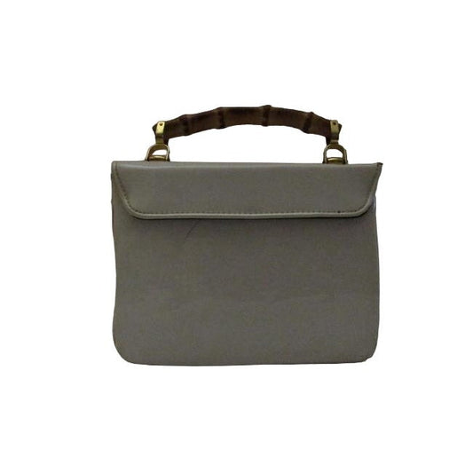 Gucci Box W Lunch Bamboo Handle White Patent Leather Satchel
