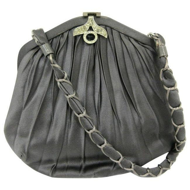 Gucci Evening W Early Enamel And Clasp Black Silkrhinestone Corde Shoulder Bag