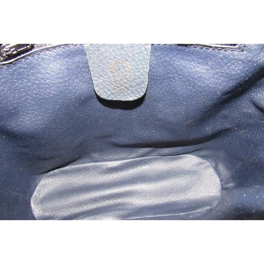 Gucci Blue Hard Boxy Leather Bucket Bag w red/blue stripe