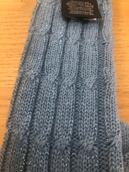 Gucci Cable Knit Threaded Socks with Blue Lamé