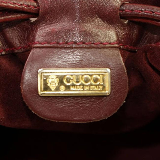 Gucci Bucket Bag Drawstring Burgundy Leather Satchel