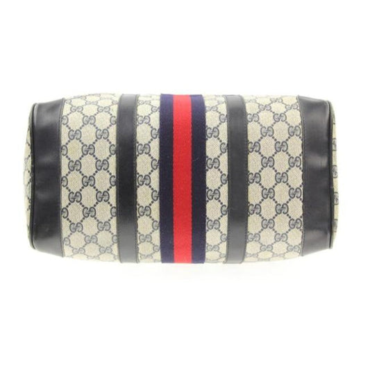 Gucci Boston Bag Xl Guccissima Print Coated Canvas Early Blue Leather And Gg Leather Satchel