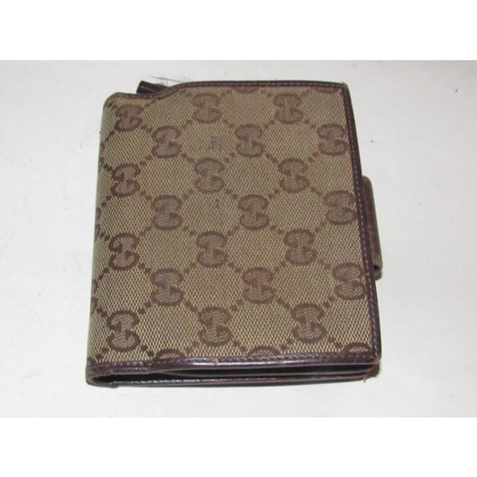 Gucci Brown Large G Logo Print Coated Canvas And Brown Leather With A Gold Abbey D Ring Accent Vinta