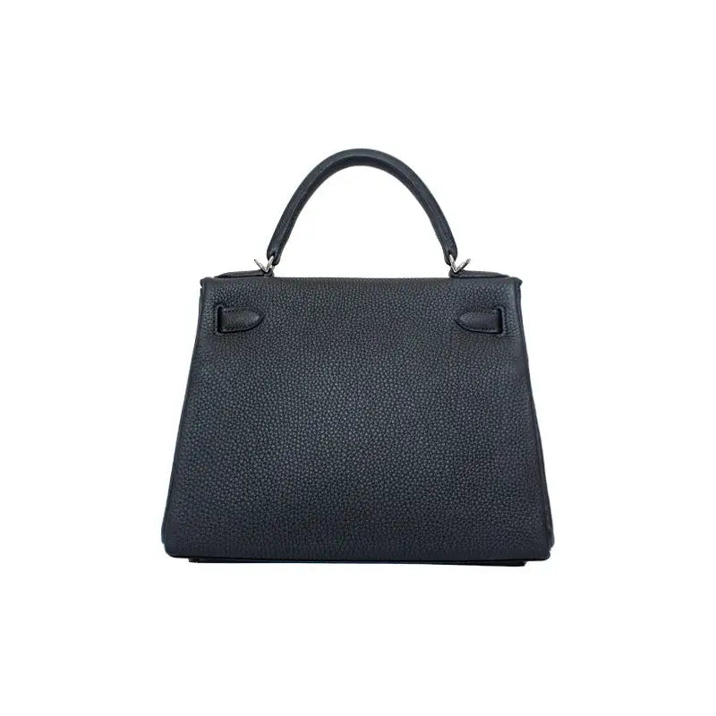 HERMES Kelly 25  navy blue Togo leather Bag Handbag (25,28,) silver hardware