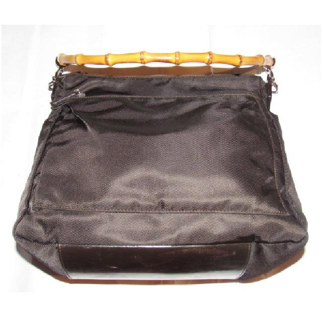 Gucci Vintage Pursesdesigner Purses Brown Canvas And Leather With A Bamboo Handle Accents Satchel