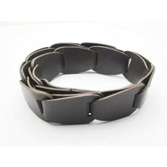 GUCCI Brown Leather Links Wood Bamboo Buckle