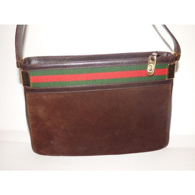 Gucci Top Handle Vintage Brown Suede Hobo Bag