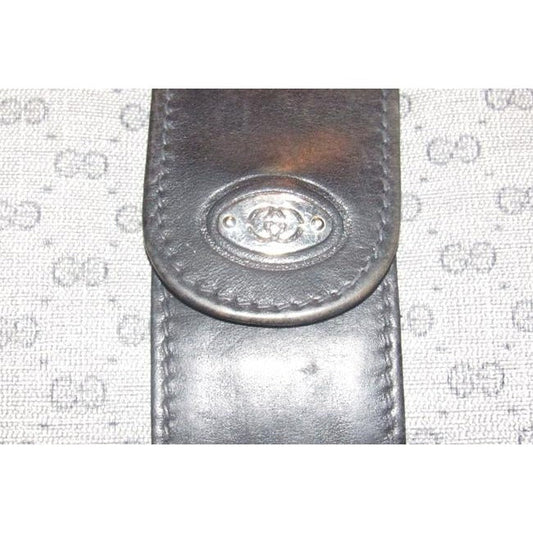 Gucci Blue Small G Logo Print Coated Canvas And Navy Leather With Chrome Accents Vintage Collection