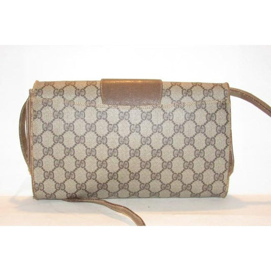 Gucci Horsebit Vintage Accessory Collection Two Way Brown Gg Canvas Bag