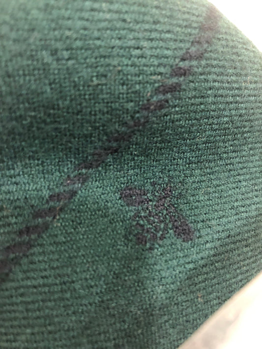 Gucci Green Wool Scarf with Blue Bees & Border