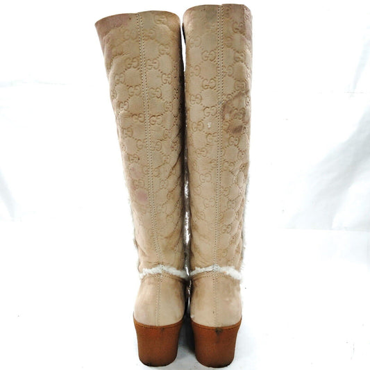 Gucci Boots Women Beiges Suede