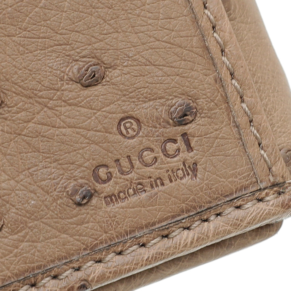 Gucci Brown 1973 Ostrich French Wallet