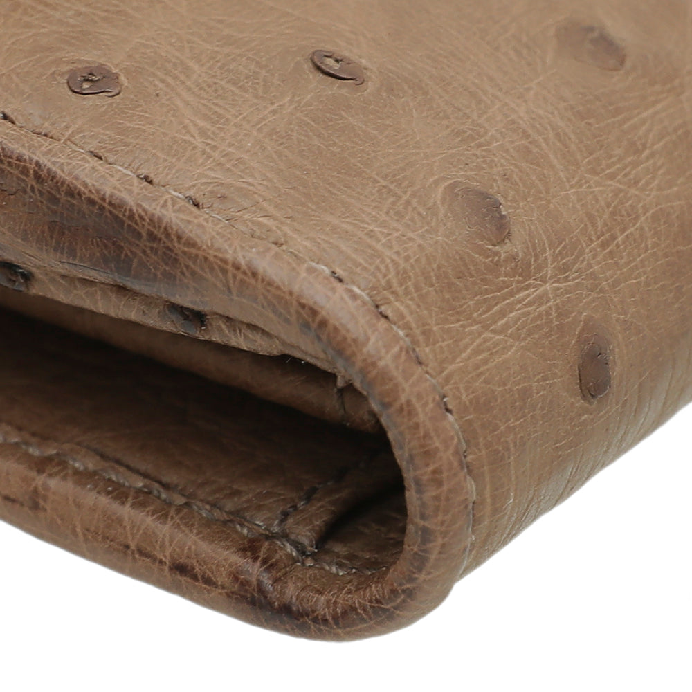 Gucci Brown 1973 Ostrich French Wallet