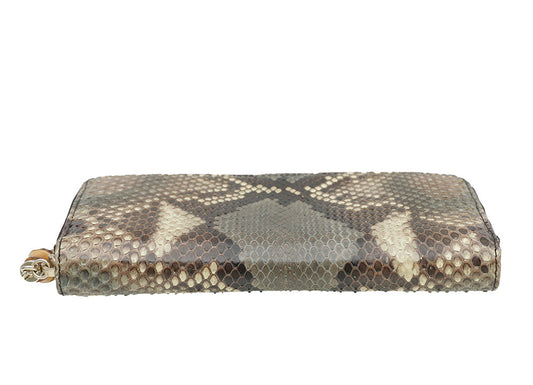 Gucci Bicolor Bamboo Python Zip Around Wallet