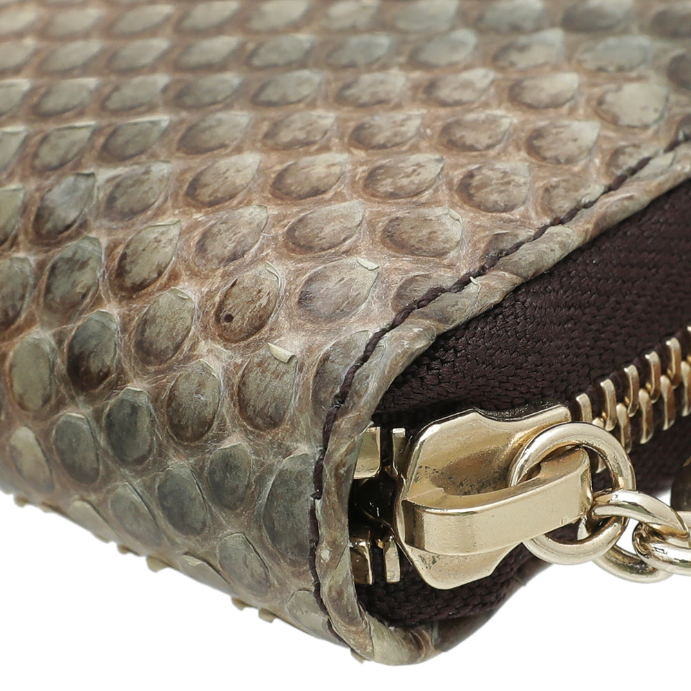 Gucci Bicolor Bamboo Python Zip Around Wallet