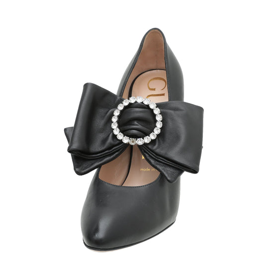 Gucci Black Elaisa Removable Bow Pumps 37.5