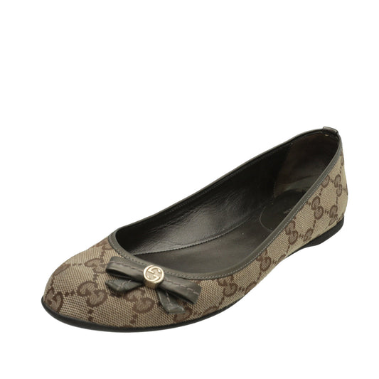 Gucci Bicolor GG Bow Flat Ballerina 35.5