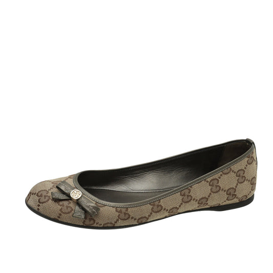 Gucci Bicolor GG Bow Flat Ballerina 35.5