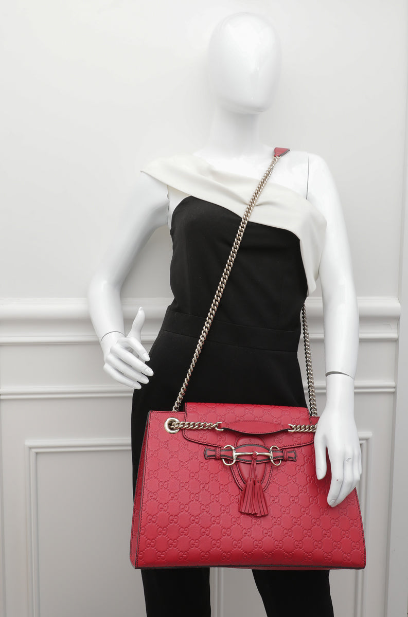 Gucci Red GG Guccissima Emily Large Bag