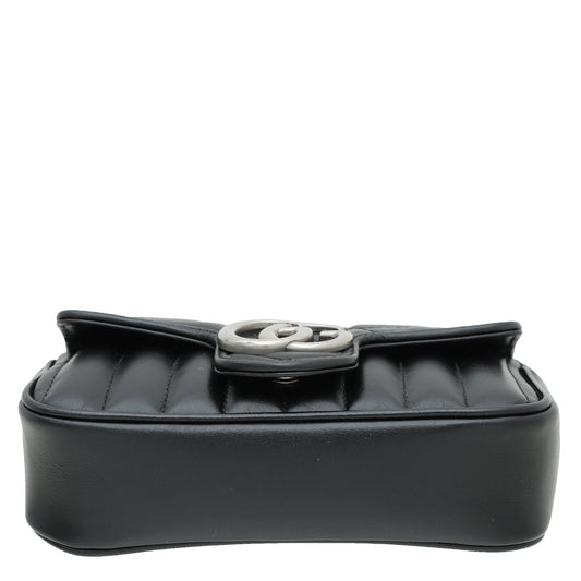 Gucci Black GG Marmont Diagonal Vertical Motifs Bag