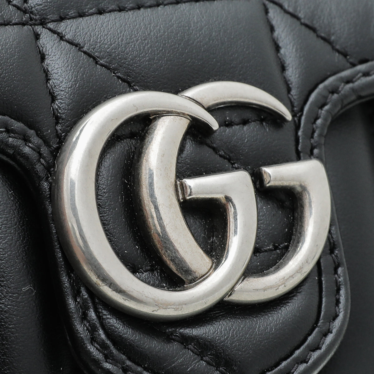 Gucci Black GG Marmont Diagonal Vertical Motifs Bag
