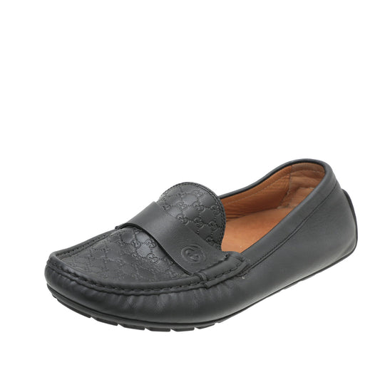Gucci Black GG Microguccissima Mens Driver Loafer 40