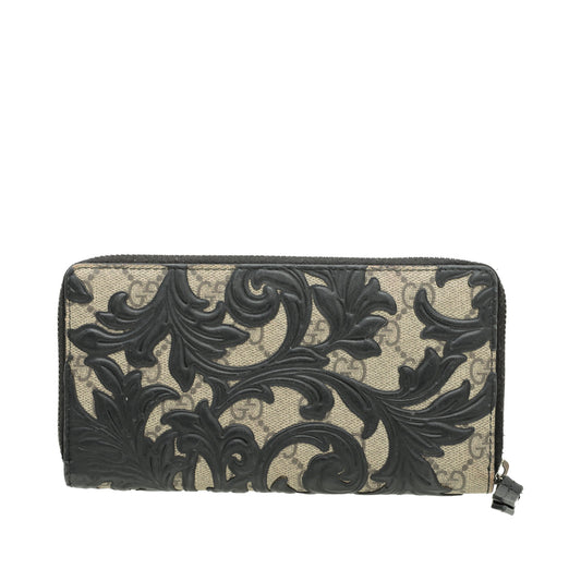 Gucci Bicolor GG Supreme Arabesque Zip Wallet