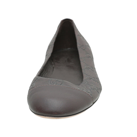Gucci Chocolate Brown Guccissima Ballet Flats 36.5