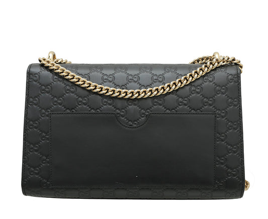 Gucci Black Guccissima Padlock Bag