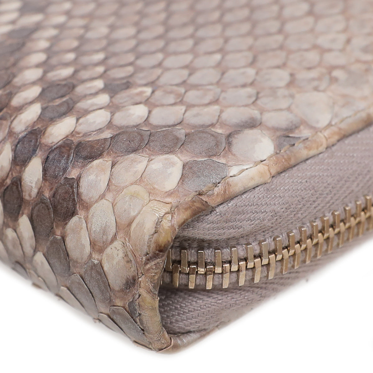 Gucci Metallic Gray Python Bamboo Tassel Zippy Wallet