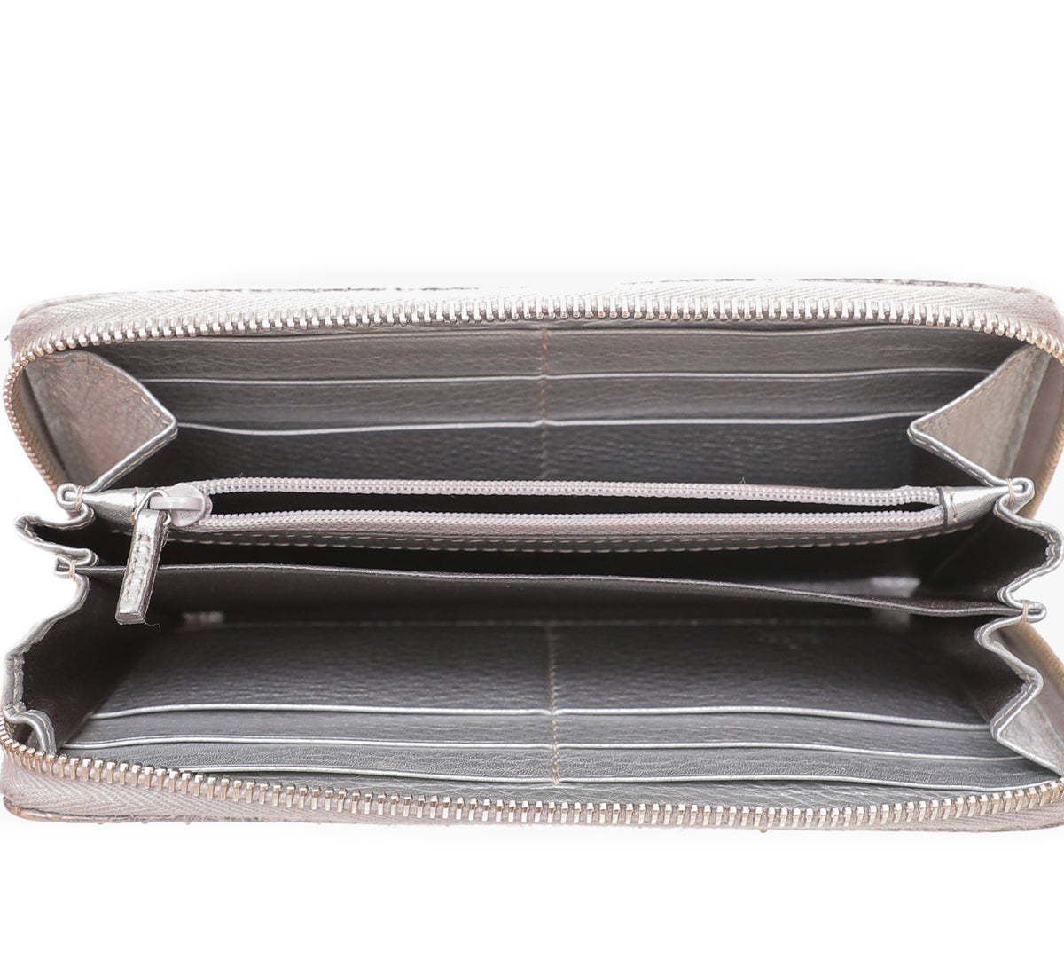 Gucci Metallic Gray Python Bamboo Tassel Zippy Wallet