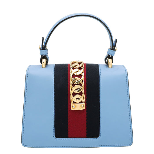 Gucci Blue Sylvie Top Handle Mini Bag