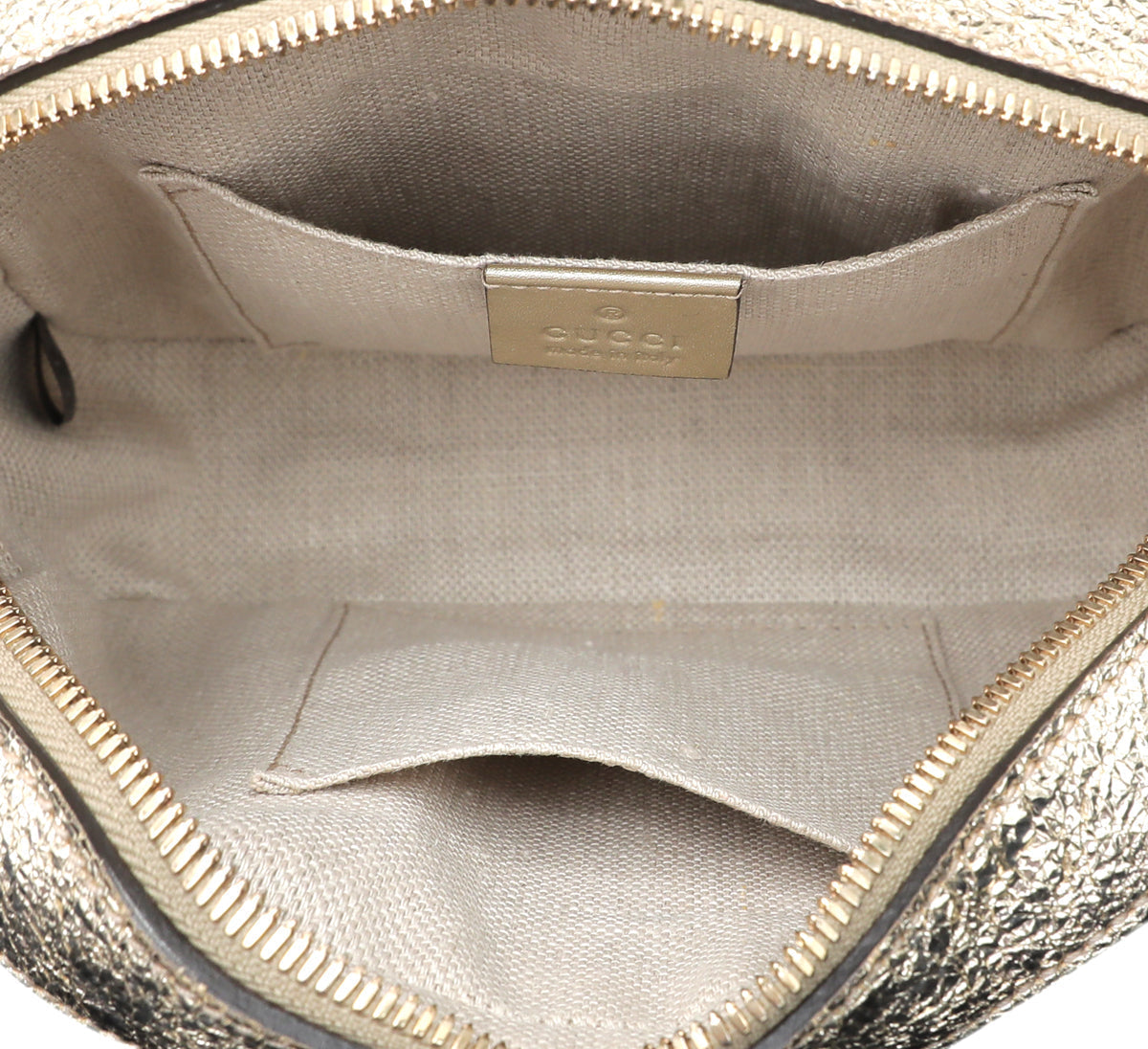 Gucci Metallic Gold Webby Bee Camera Bag