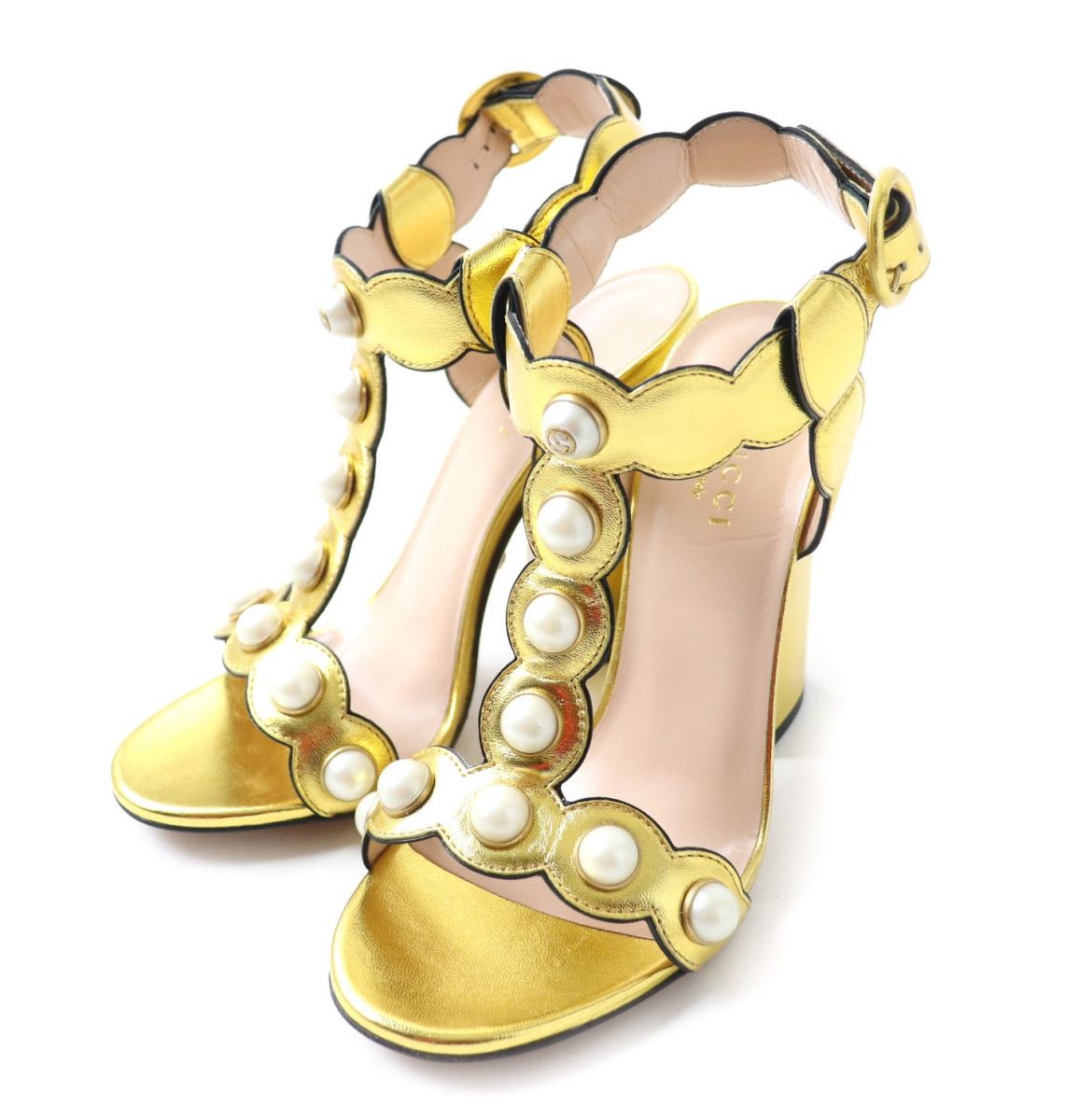 GUCCI Sandals leather gold 35