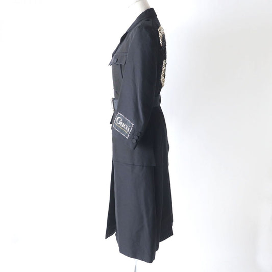 GUCCI coat Outer: 55% cotton, Outer: 45% viscose (rayon), Main: 100% silk, Part: 50% acrylic, Part: 30% polyester black Women Used
