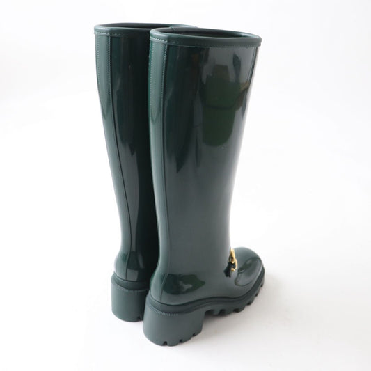 GUCCI boots rubber Green x Gold Metal 35