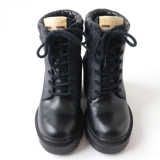 GUCCI boots GG Supreme Canvas Gray x black 35