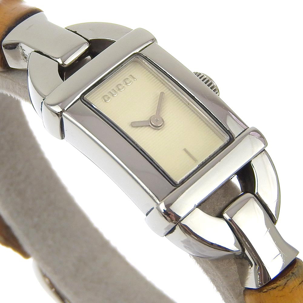GUCCI Watches Quartz 6800L Stainless Steel, Bamboo beige Ivory dial Women Used