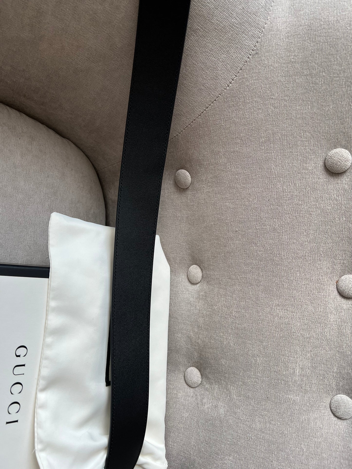 Gucci GG Marmont Black Leather Belt with Gold Buckle