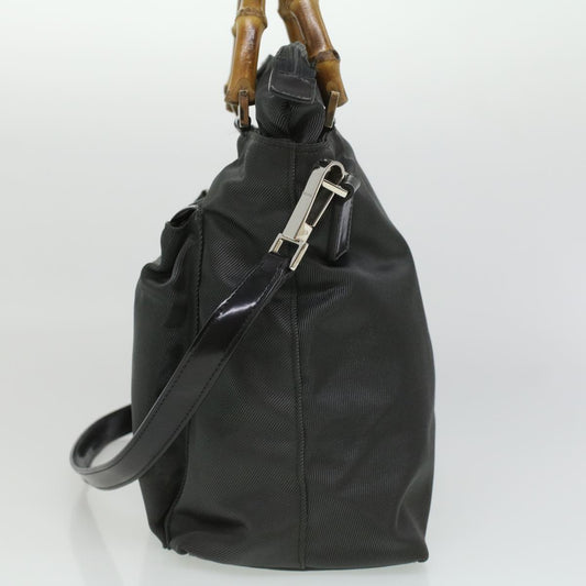 Gucci Bamboo Hand Bag Nylon Gray  ki2537