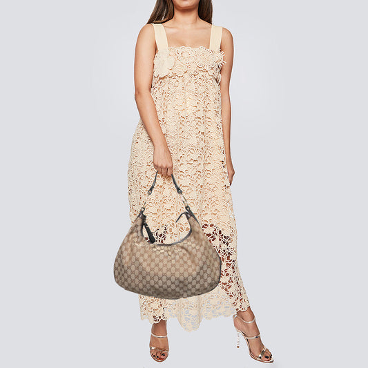 Gucci Beige/Brown GG Canvas and Leather Medium Interlocking G Hobo