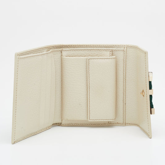 Gucci Beige/Off White GG Canvas And Leather Princy Compact Trifold Wallet