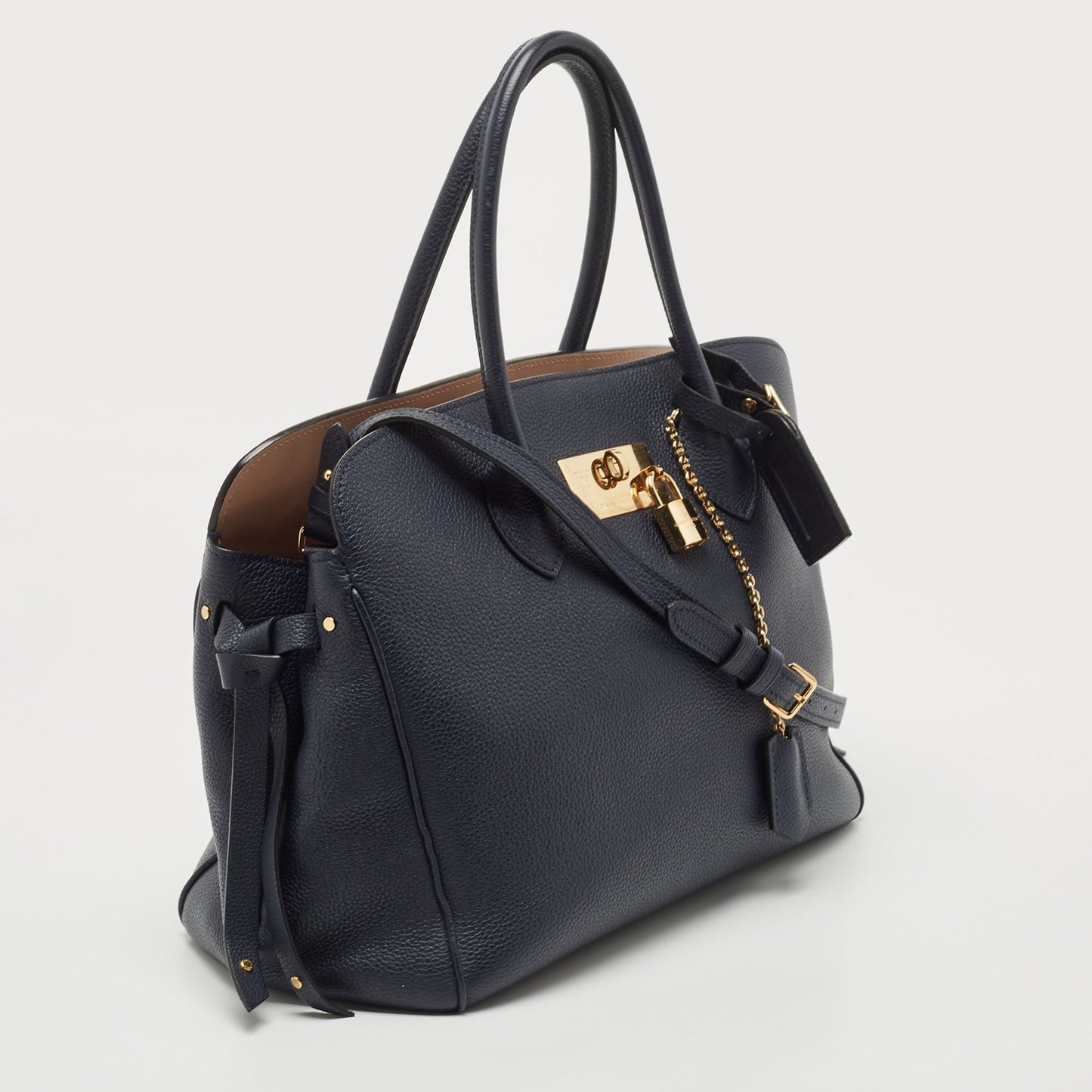 LOUIS VUITTON Blue Marine Leather Milla MM Bag