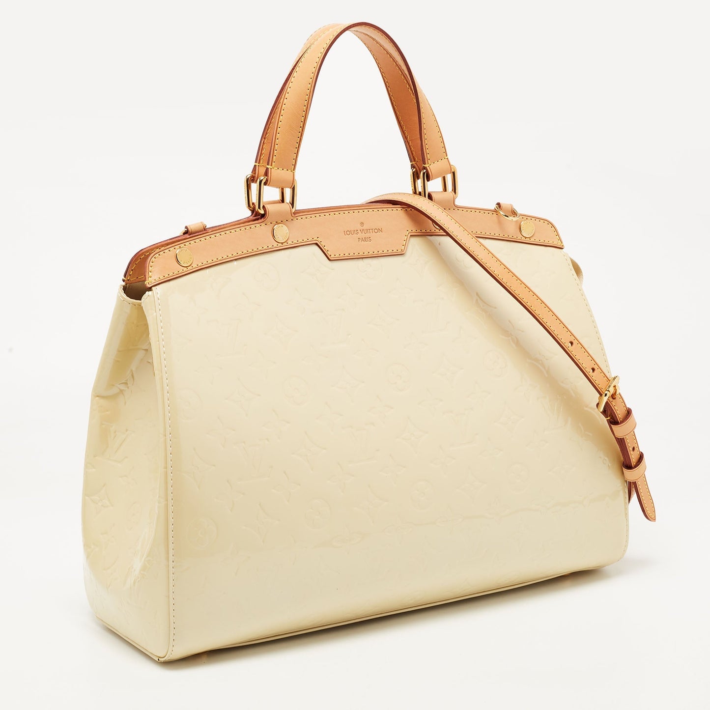 LOUIS VUITTON Blanc Corail Monogram Vernis Brea GM Bag