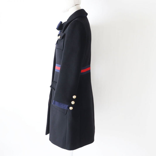 GUCCI coat Outer: 100% wool, part: 58% viscose (rayon), part: 38% cotton, part: 4% polyester, part: 50% cotton black Women 40 Used