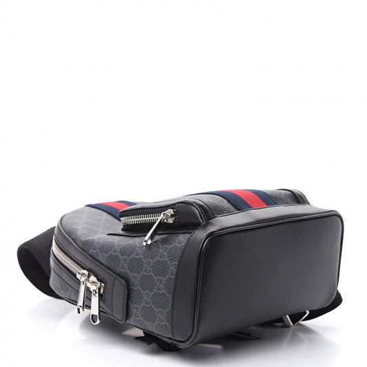 Gucci GG Supreme Monogram Web Small Backpack in Black