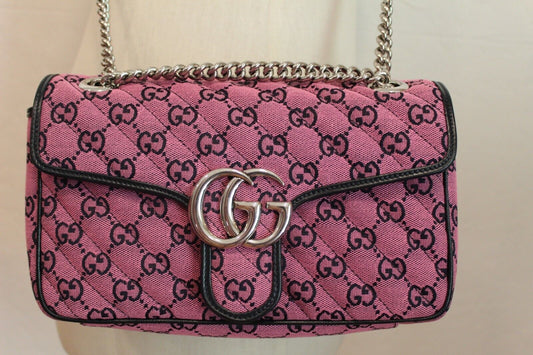 Gucci GG Marmont Shoulder Bag in Pink with Real ation Certificate