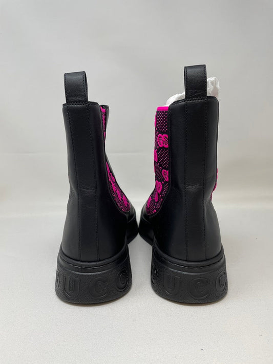 Gucci Black Pink Leather Boots Size 42