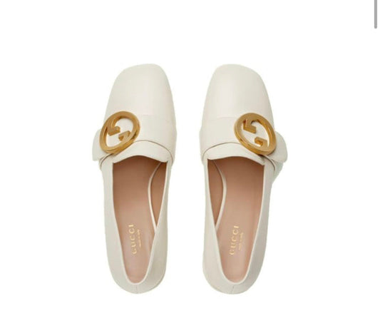 Gucci Blondie Leather Pump Beige Heels
