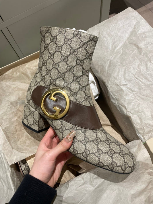Gucci Bootie GG Supreme Malaga Beige Ebony